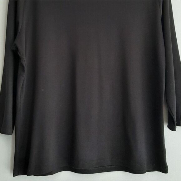 TALBOTS Boat Neck Soft Supima Cotton Blend Black Long Sleeve Tee Sz XL Petite - Picture 7 of 9